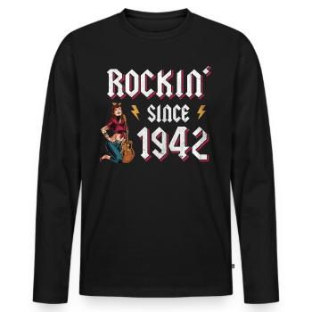 Rockin depuis 1942 Fan de musique rock 80e anniversaire - T-shirt manches longues Premium bio Homme - noir - Devant - Nico (187cm)