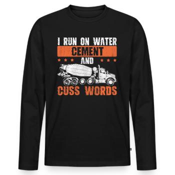 I Run On Water Cement And Cuss Words Betonbauer - Men's Premium Organic Long Sleeve Shirt - black - Front - Nico (187cm)