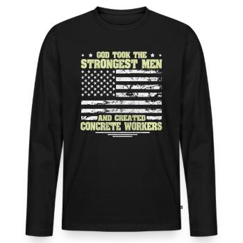 God took Stongest Created Concrete Workers US Flag - Männer Premium Bio Langarmshirt - Schwarz - Vorne - Nico (187cm)