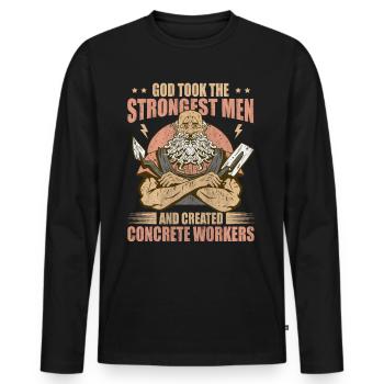 God took Stongest Created Concrete Workers US Flag - Männer Premium Bio Langarmshirt - Schwarz - Vorne - Nico (187cm)