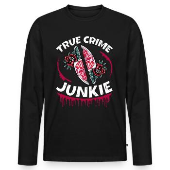 True Crime Junkie - Men's Premium Organic Long Sleeve Shirt - black - Front - Nico (187cm)