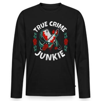 Accro au crime - T-shirt manches longues Premium bio Homme - noir - Devant - Nico (187cm)