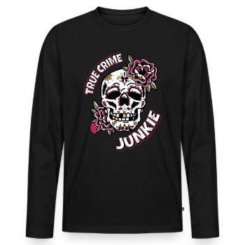Accro au crime - T-shirt manches longues Premium bio Homme - noir - Devant - Nico (187cm)