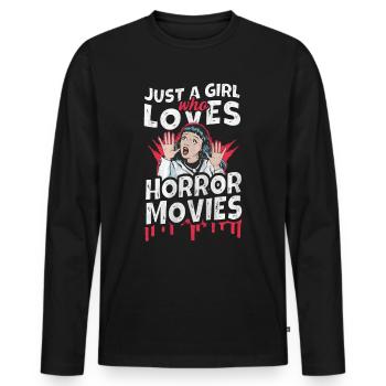 Just a Girl who loves Horror Movies - Men's Premium Organic Long Sleeve Shirt - black - Front - Nico (187cm)