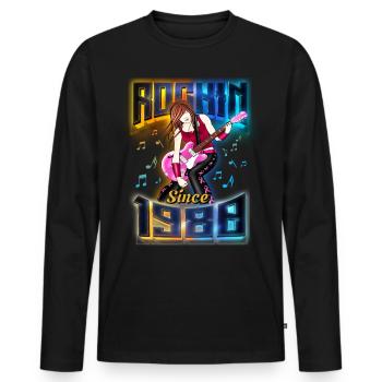 Rockin Since 1980 Rockmusik Fan 42. Geburtstag - Männer Premium Bio Langarmshirt - Schwarz - Vorne - Nico (187cm)