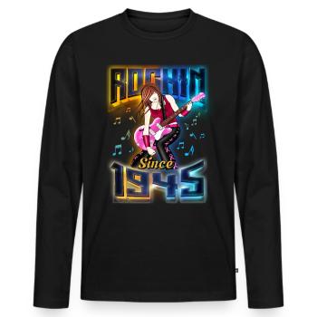 Rockin depuis 1945 Fan de musique rock 77e anniversaire - T-shirt manches longues Premium bio Homme - noir - Devant - Nico (187cm)