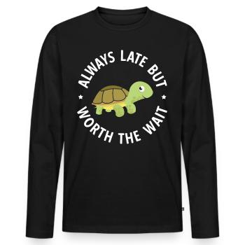 Schildkröten - Männer Premium Bio Langarmshirt - Schwarz - Vorne - Nico (187cm)