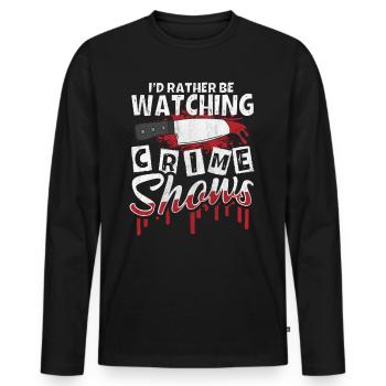 Amateur de série policière Je préfère regarder une série policière - T-shirt manches longues Premium bio Homme - noir - Devant - Nico (187cm)