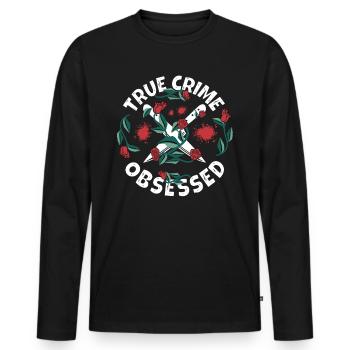 True Crime obsédé - T-shirt manches longues Premium bio Homme - noir - Devant - Nico (187cm)