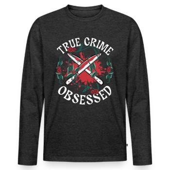 True Crime Obsessed - Men's Premium Organic Long Sleeve Shirt - heather anthracite - Front - Nico (187cm)