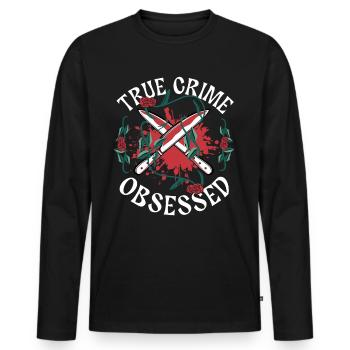 True Crime obsédé - T-shirt manches longues Premium bio Homme - noir - Devant - Nico (187cm)