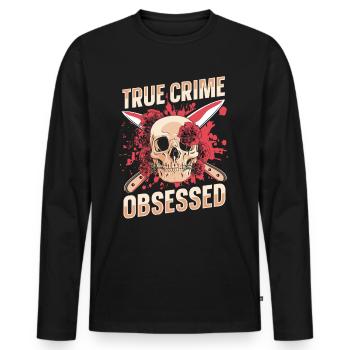 True Crime obsédé - T-shirt manches longues Premium bio Homme - noir - Devant - Nico (187cm)