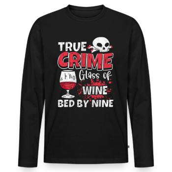 Bon vin et cadeau True Crime - T-shirt manches longues Premium bio Homme - noir - Devant - Nico (187cm)
