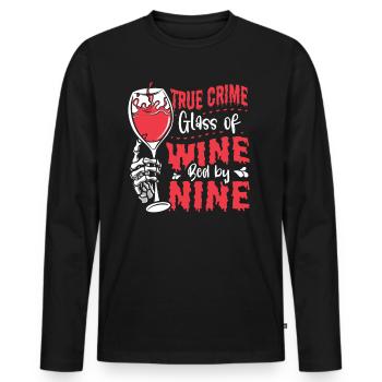 Bon vin et cadeau True Crime - T-shirt manches longues Premium bio Homme - noir - Devant - Nico (187cm)