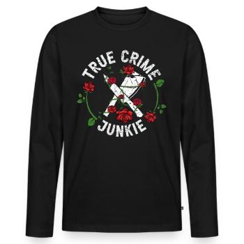 True Crime Junkie - Men's Premium Organic Long Sleeve Shirt - black - Front - Nico (187cm)