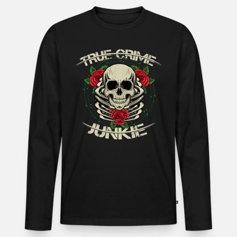 True Crime Junkie - Männer Premium Bio Langarmshirt - Schwarz