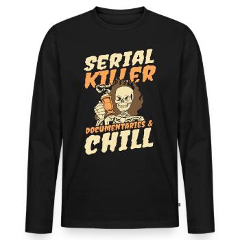 Serial Killer Documentaties et Chill - T-shirt manches longues Premium bio Homme - noir - Devant - Nico (187cm)