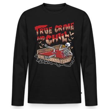 True Crime and Chill - T-shirt manches longues Premium bio Homme - noir - Devant - Nico (187cm)