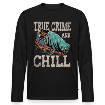 True Crime and Chill - Männer Premium Bio Langarmshirt - Schwarz - Vorne - Nico (187cm)