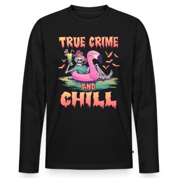 True Crime and Chill - T-shirt manches longues Premium bio Homme - noir - Devant - Nico (187cm)