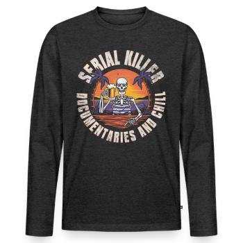 Serial Killer Documentaties et Chill - T-shirt manches longues Premium bio Homme - anthracite chiné - Devant - Nico (187cm)