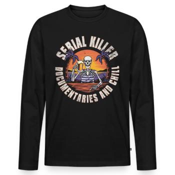Serial Killer Documentaties et Chill - T-shirt manches longues Premium bio Homme - noir - Devant - Nico (187cm)