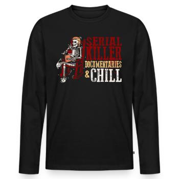 Documentaires sur les tueurs en série et chill - T-shirt manches longues Premium bio Homme - noir - Devant - Nico (187cm)