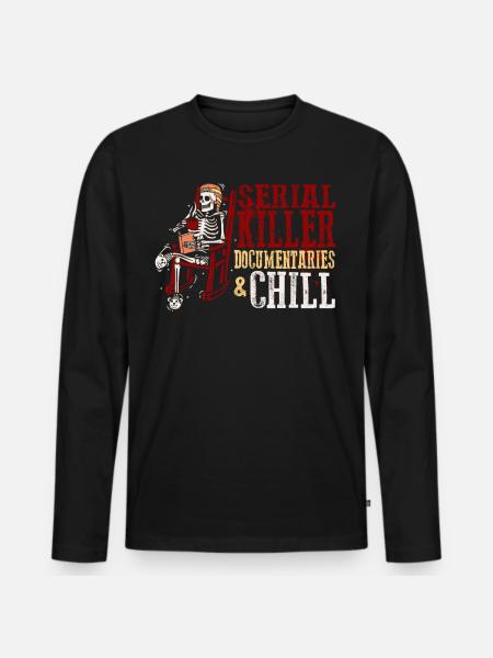 Serial Killer Documentaties and Chill - Männer Premium Bio Langarmshirt - Schwarz