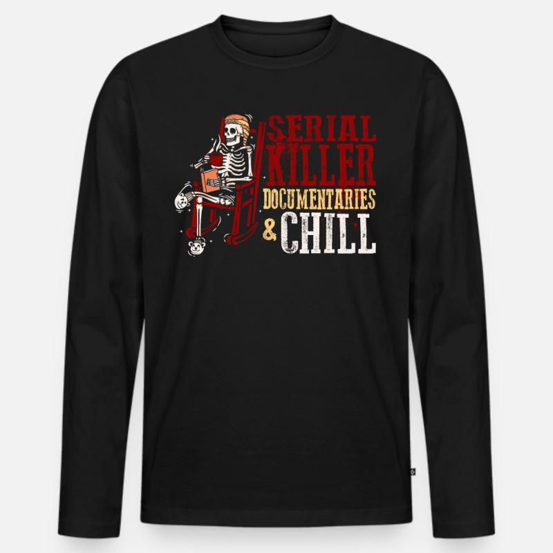 Serial Killer Documentaties and Chill - Männer Premium Bio Langarmshirt - Schwarz