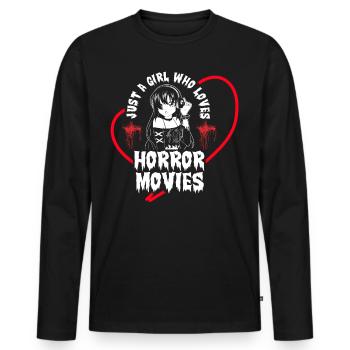 Just a Girl who loves Horror Movies - Men's Premium Organic Long Sleeve Shirt - black - Front - Nico (187cm)