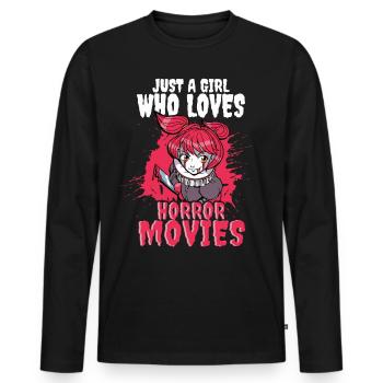 Just a Girl who loves Horror Movies - Men's Premium Organic Long Sleeve Shirt - black - Front - Nico (187cm)