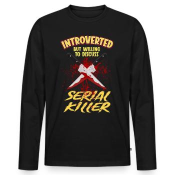Introverti mais prêt à discuter des tueurs en série - T-shirt manches longues Premium bio Homme - noir - Devant - Nico (187cm)