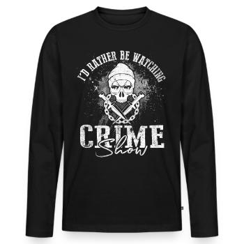 Amateur de séries policières Je préfère regarder une série policière - T-shirt manches longues Premium bio Homme - noir - Devant - Nico (187cm)
