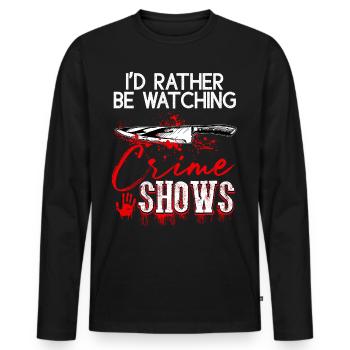Amateur de série policière Je préfère regarder une série policière - T-shirt manches longues Premium bio Homme - noir - Devant - Nico (187cm)
