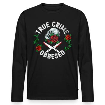 Obsédé par le vrai crime - T-shirt manches longues Premium bio Homme - noir - Devant - Nico (187cm)