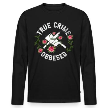 True Crime obsédé - T-shirt manches longues Premium bio Homme - noir - Devant - Nico (187cm)
