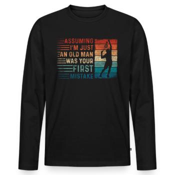 En supposant que je ne suis qu’un vieil homme confond le badminton - T-shirt manches longues Premium bio Homme - noir - Devant - Nico (187cm)