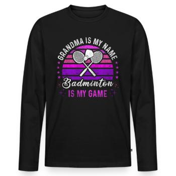 Badminton Grandma Retro Sunset Badminton Player - Männer Premium Bio Langarmshirt - Schwarz - Vorne - Nico (187cm)