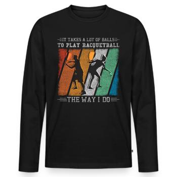 Il faut beaucoup de balles pour jouer au racquetball - T-shirt manches longues Premium bio Homme - noir - Devant - Nico (187cm)