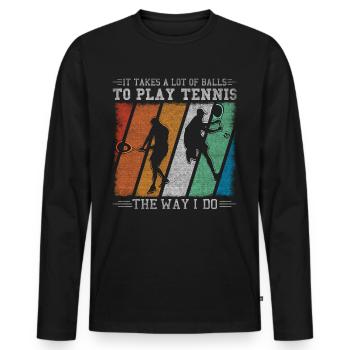 Il faut beaucoup de balles pour jouer au tennis - T-shirt manches longues Premium bio Homme - noir - Devant - Nico (187cm)
