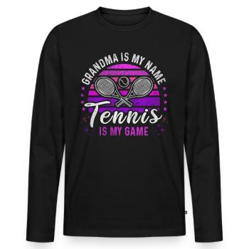 Tennis Grandma Retro Sunset Tennis Player - Men's Premium Organic Long Sleeve Shirt - black - Front - Nico (187cm)