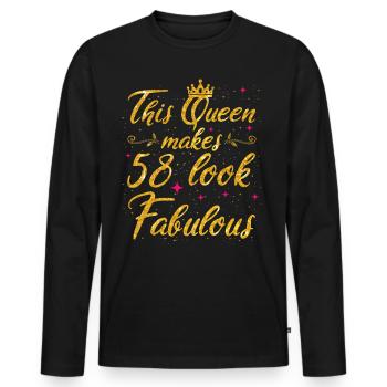 This Queen makes 58 look Fabulous 58th Birthday - Men's Premium Organic Long Sleeve Shirt - black - Front - Nico (187cm)