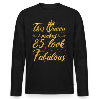 This Queen makes 85 look Fabulous 85th Birthday - Men's Premium Organic Long Sleeve Shirt - black - Front - Nico (187cm)