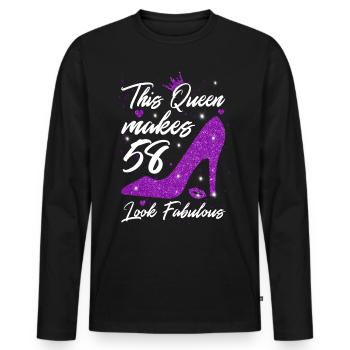 This Queen makes 58 look Fabulous 58th Birthday - Men's Premium Organic Long Sleeve Shirt - black - Front - Nico (187cm)