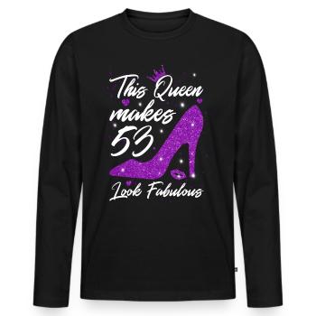 Cette reine fait 53 look Fabuleux 53e anniversaire - T-shirt manches longues Premium bio Homme - noir - Devant - Nico (187cm)
