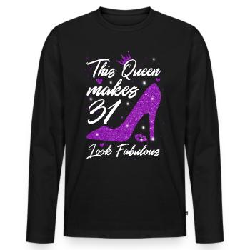 Cette reine fait 31 look fabuleux 31e anniversaire - T-shirt manches longues Premium bio Homme - noir - Devant - Nico (187cm)