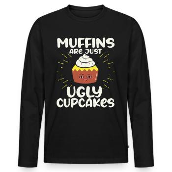 Les muffins ne sont que des cupcakes moches Kawaii Cupcake - T-shirt manches longues Premium bio Homme - noir - Devant - Nico (187cm)