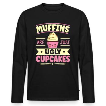 Les muffins ne sont que des cupcakes moches Kawaii Cupcake - T-shirt manches longues Premium bio Homme - noir - Devant - Nico (187cm)