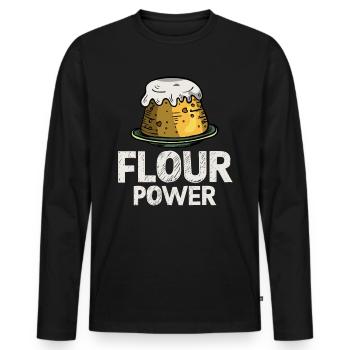 Funny Design for Baker and Pastry Cook Flour Power - Men's Premium Organic Long Sleeve Shirt - black - Front - Nico (187cm)