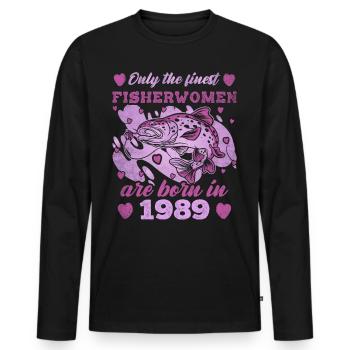 Finest Fisherwomen Born 1989 Womens 34th Birthday - Männer Premium Bio Langarmshirt - Schwarz - Vorne - Nico (187cm)